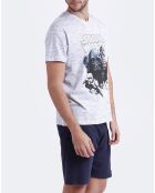 Pyjama T-Shirt & Short Anatole blanc/bleu marine